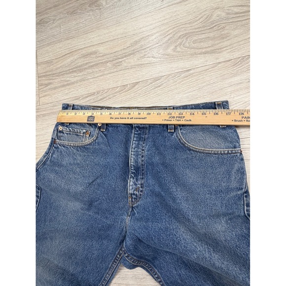 Levis 505 Regular Fit Straight Leg Jeans Mens 36x30 Blue Medium Wash Vintage 90s - Picture 6 of 9